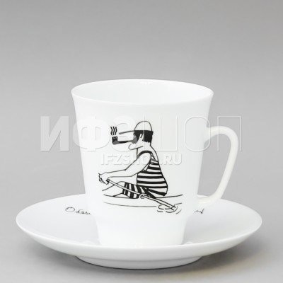 Чашка с блюдцем кофейная ф. Майская рис. В лодке