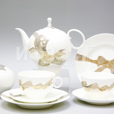 Сервиз чайный ф. Яблочко рис. Платиновые бантики, 20 предметов