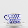Чашка с блюдцем кофейная ф. Тюльпан рис. Кобальтовая сетка в Москве