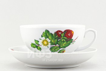 Чашка с блюдцем чайная ф. Рубин рис. Цветущая земляника