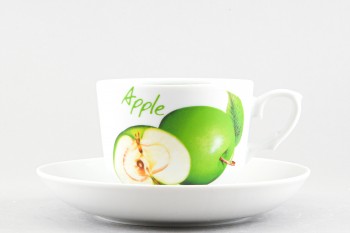 Чашка с блюдцем чайная ф. Кирмаш рис. Зеленое яблоко