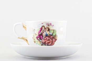 Чашка с блюдцем чайная ф. Тюльпан рис. Мадонна. Шпага