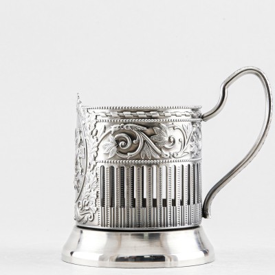 Подстаканник никелированный с чернью, Рыбак