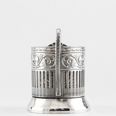 Подстаканник никелированный с чернью, Рыбак