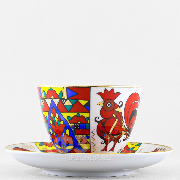 Чашка с блюдцем чайная ф. Весенняя рис. Народные узоры в Москве