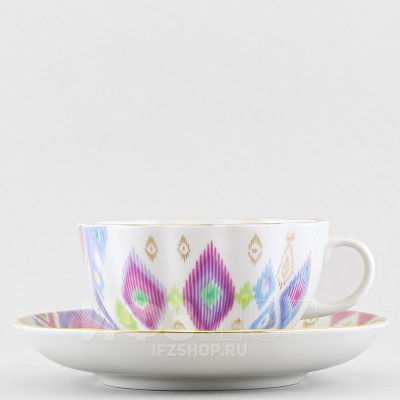 Чашка с блюдцем чайная ф. Тюльпан рис. Перо павлина