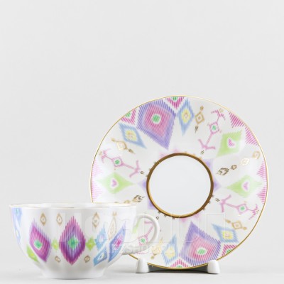 Чашка с блюдцем чайная ф. Тюльпан рис. Перо павлина