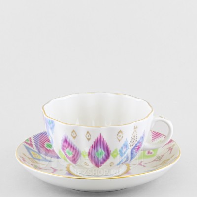 Чашка с блюдцем чайная ф. Тюльпан рис. Перо павлина