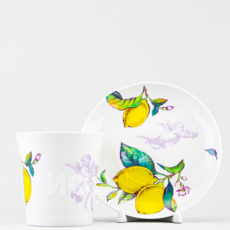 Бокал с блюдцем ф. Ленинградский рис. Лимоны (микс) в Москве