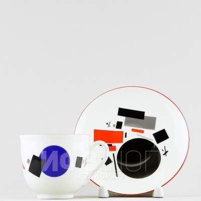 Чашка с блюдцем кофейная ф. Ландыш рис. Калейдоскоп с синим и черным диском