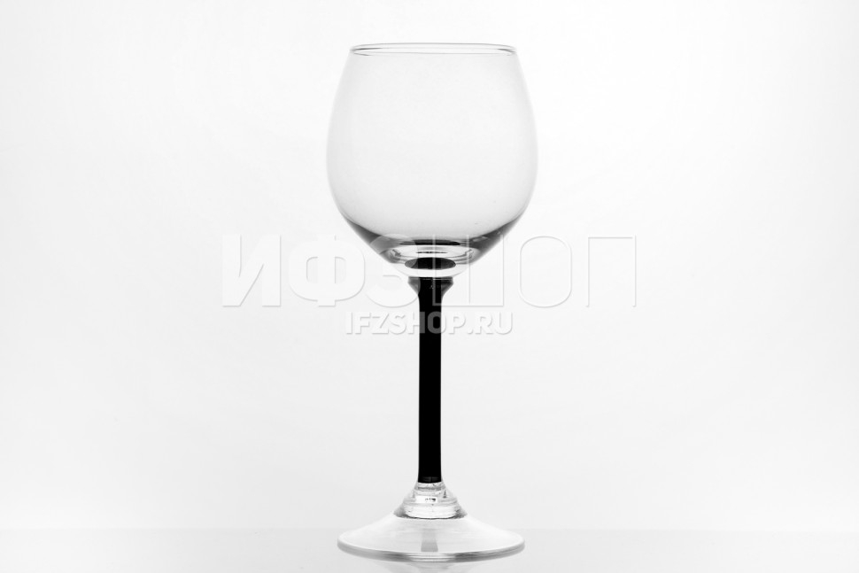 Набор из 6 бокалов для вина 380 мл ф. 8560 серия 200/2 (Черная ножка)