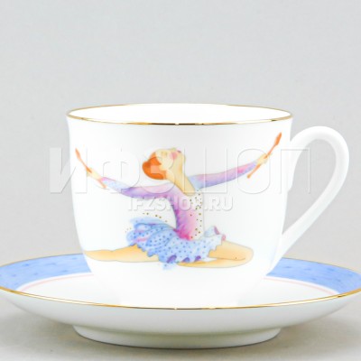 Набор из 2 кофейных чашек с блюдцем ф. Ландыш рис. Художественная гимнастика (Лента и булавы)