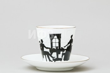 Чашка с блюдцем кофейная ф. Черный кофе рис. Вдвоем