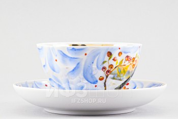 Чашка с блюдцем чайная ф. Белый лебедь рис. Иней