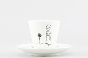 Чашка с блюдцем кофейная ф. Черный кофе рис. Принц с розой