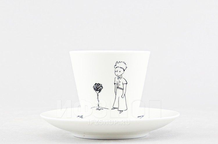 Чашка с блюдцем кофейная ф. Черный кофе рис. Принц с розой 