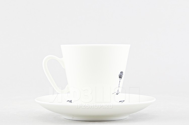 Чашка с блюдцем кофейная ф. Черный кофе рис. Принц с розой 