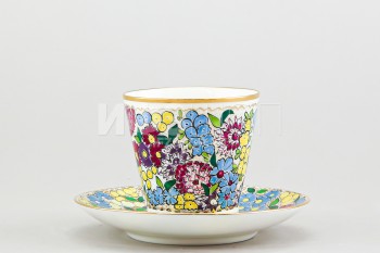 Чашка с блюдцем кофейная ф. Черный кофе рис. Весенние цветы