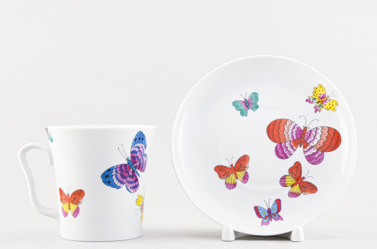 Бокал с блюдцем ф. Ленинградский рис. Шафрановые бабочки 