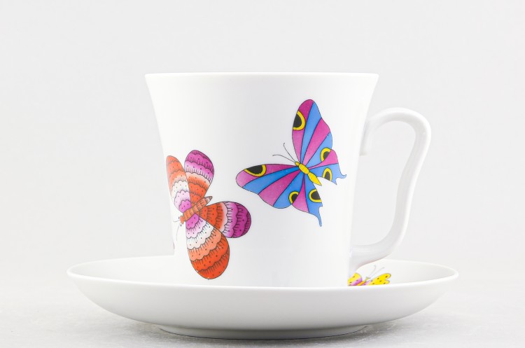 Бокал с блюдцем ф. Ленинградский рис. Шафрановые бабочки 