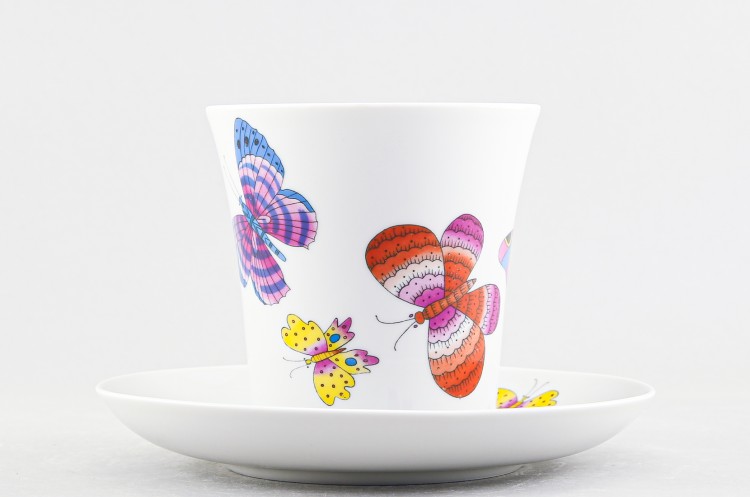 Бокал с блюдцем ф. Ленинградский рис. Шафрановые бабочки 