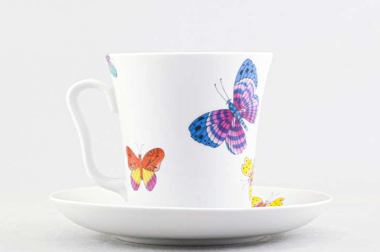 Бокал с блюдцем ф. Ленинградский рис. Шафрановые бабочки 