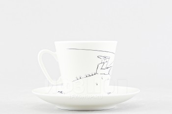 Чашка с блюдцем кофейная ф. Черный кофе рис. Принц на лужайке