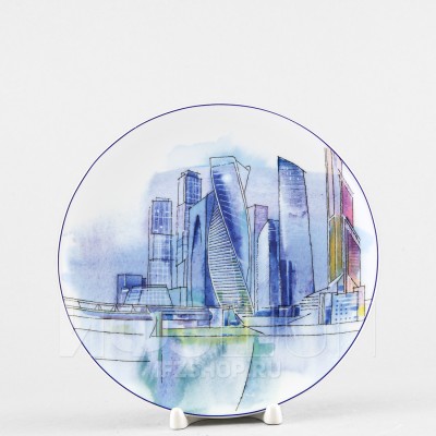 Декоративная тарелка 19.5 см рис. Москва-Сити