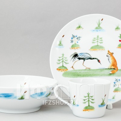 Детский набор рис. Лиса и журавль, 3 предмета