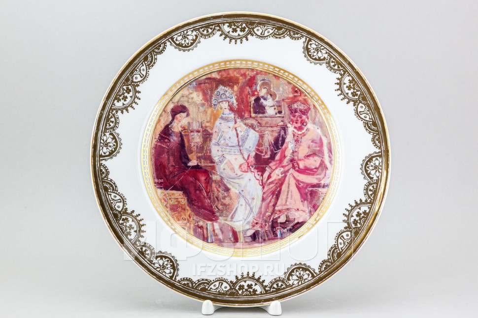 Декоративная тарелка 26.5 см рис. Сказка о царе Салтане. Три девицы под окном.