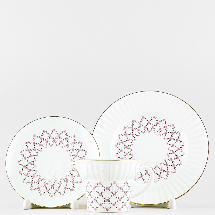 Комплект чайный ф. Волна рис. Розовая сетка в Москве