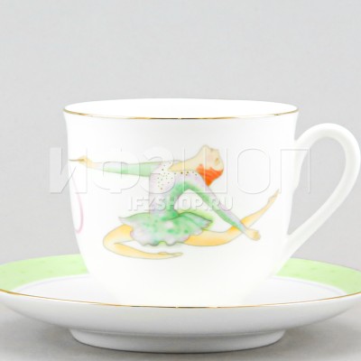 Набор из 2 кофейных чашек с блюдцем ф. Ландыш рис. Художественная гимнастика (Лента и скакалка)