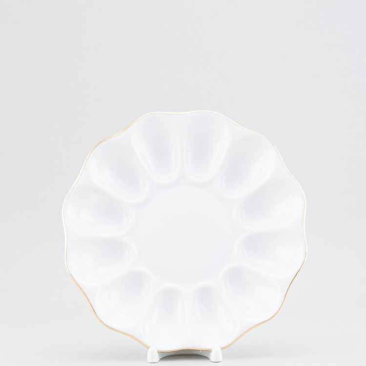 Блюдо для яиц рис. Отводка золотом, 22 см 