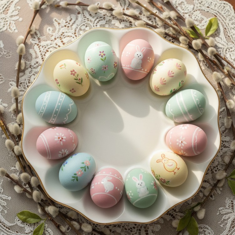 Блюдо для яиц рис. Отводка золотом, 22 см 