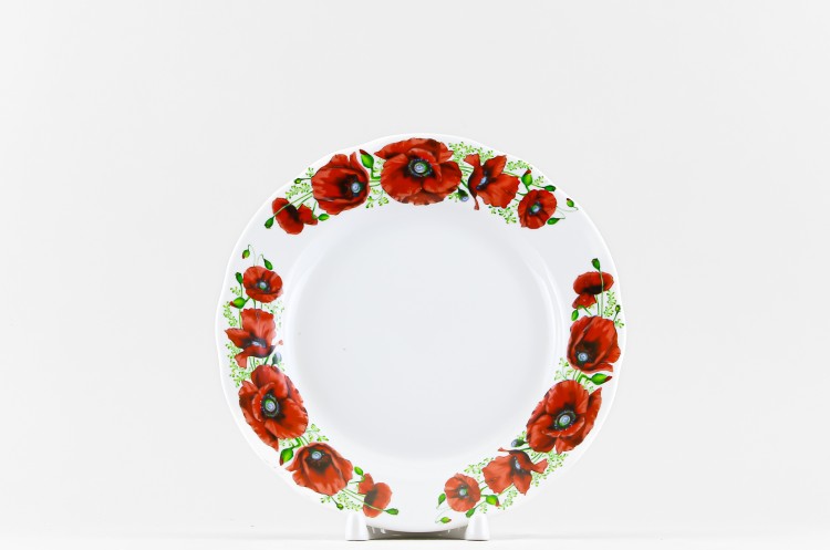 Тарелка плоская 20 см ф. Вырезной край рис. Маки бортовые 
