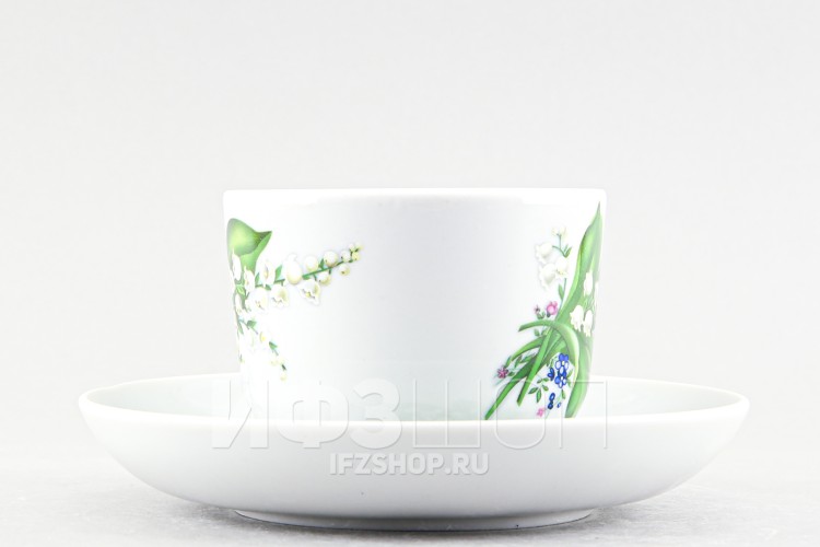 Чашка с блюдцем чайная ф. Кирмаш рис. Ландыш 