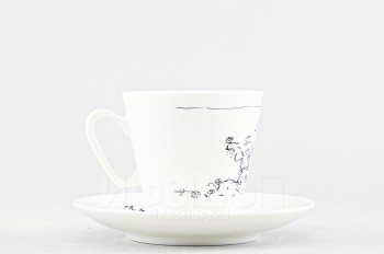 Чашка с блюдцем кофейная ф. Черный кофе рис. Принц в саду