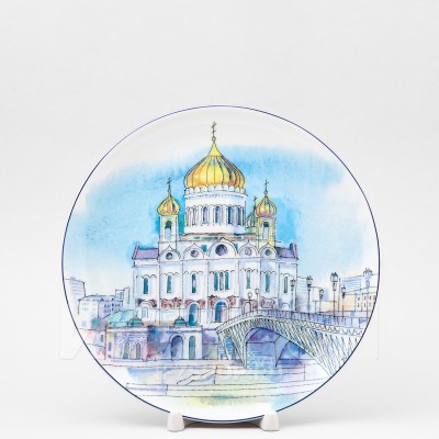 Декоративная тарелка 19.5 см рис. Храм Христа Спасителя