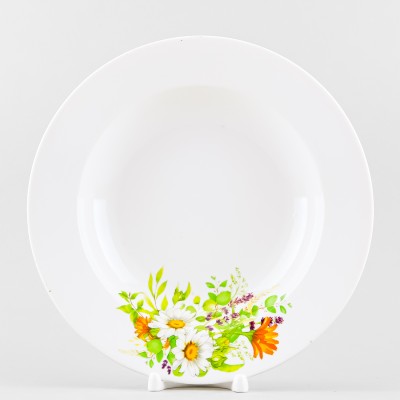 Тарелка глубокая 24 см ф. Гладкий край рис. Луговые ромашки