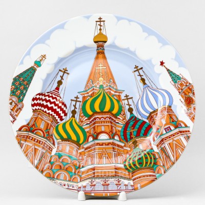 Декоративная тарелка 27 см рис. Храм Василия Блаженного