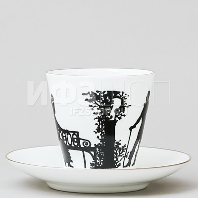 Чашка с блюдцем кофейная ф. Черный кофе рис. Встреча