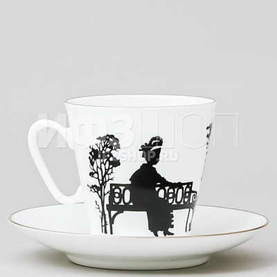 Чашка с блюдцем кофейная ф. Черный кофе рис. Встреча