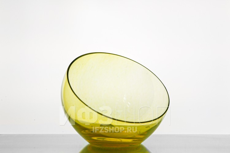 Ваза-шар, высота 15.5 см, диаметр 18 см, форма 5578 (косой срез, желтая пудра) 