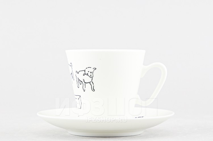 Чашка с блюдцем кофейная ф. Черный кофе рис. Барашки 