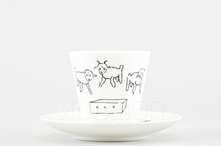 Чашка с блюдцем кофейная ф. Черный кофе рис. Барашки 