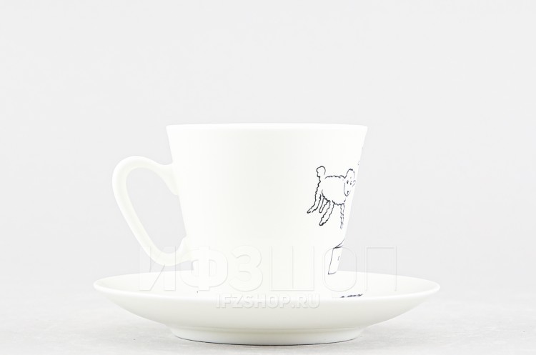 Чашка с блюдцем кофейная ф. Черный кофе рис. Барашки 