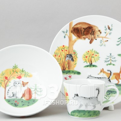 Детский набор рис. Кот и лиса, 3 предмета