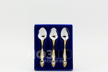 Набор чайных ложек, серия Тройка с покрытием под золото, 6 предметов