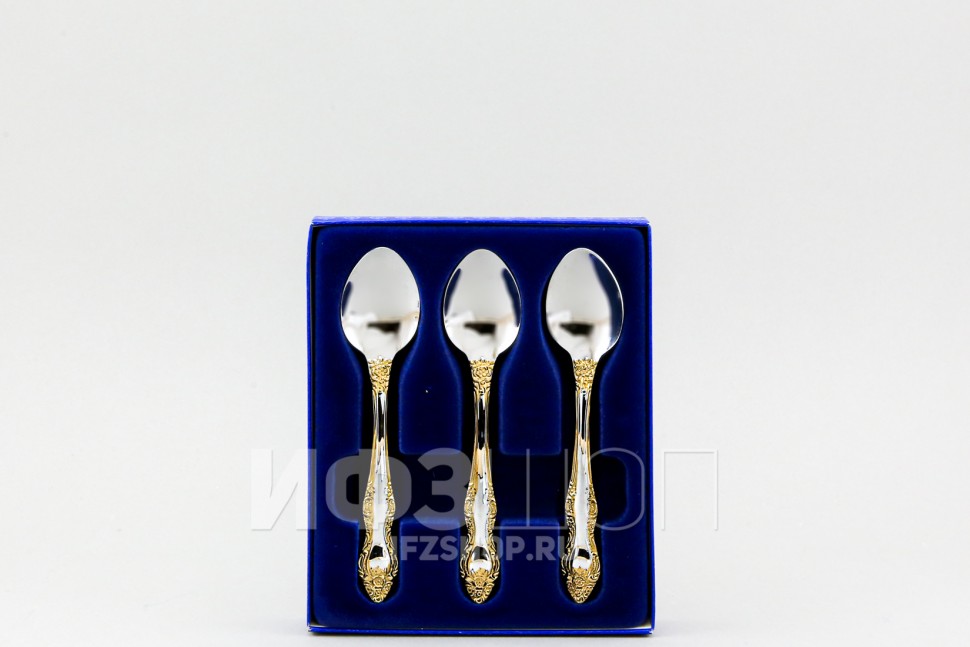 Набор чайных ложек, серия Тройка с покрытием под золото, 6 предметов