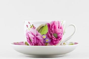 Чашка с блюдцем чайная ф. Гранатовый рис. Розовый шарм